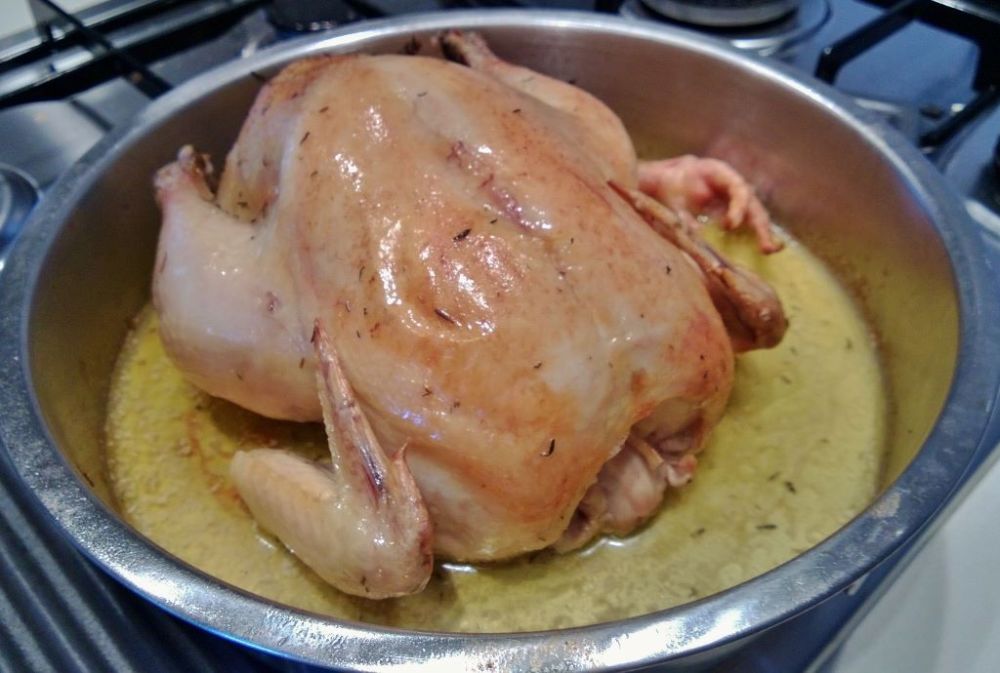 After a quick blast of hot air, the skin will separate from the flesh & brown.