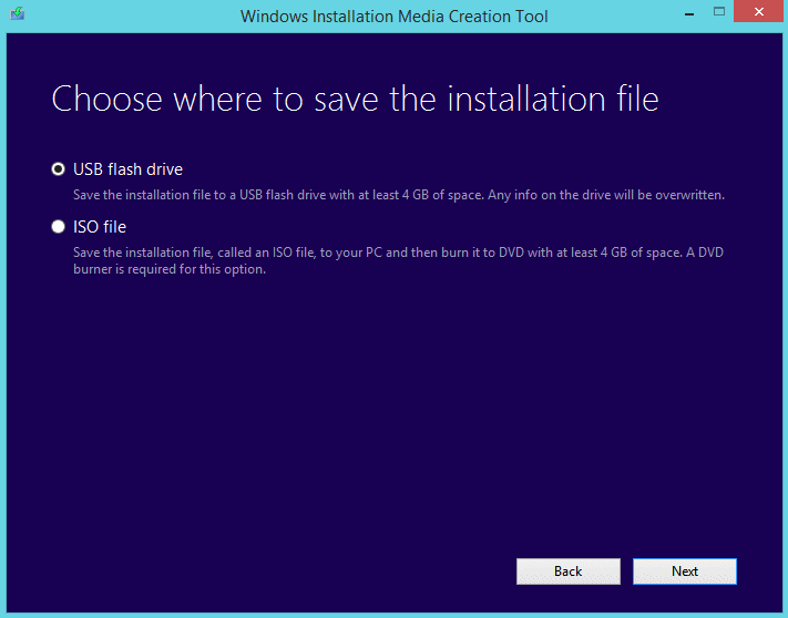 Choose USB flash drive