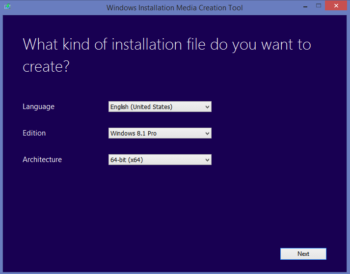 Windows 8 Installation Media Creation Tool