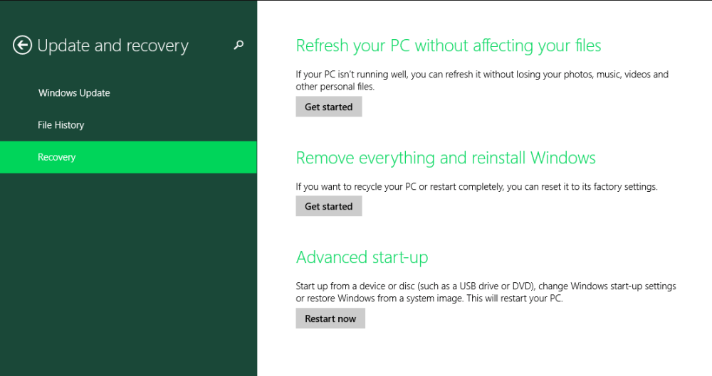 Windows 8 Recovery Page. Great for software rescue!