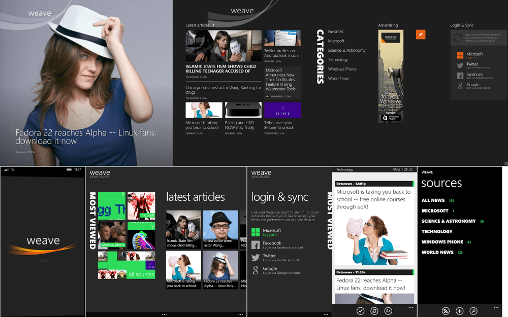 Above half shows Weave for Windows 8.x, below is Weave for WP8.